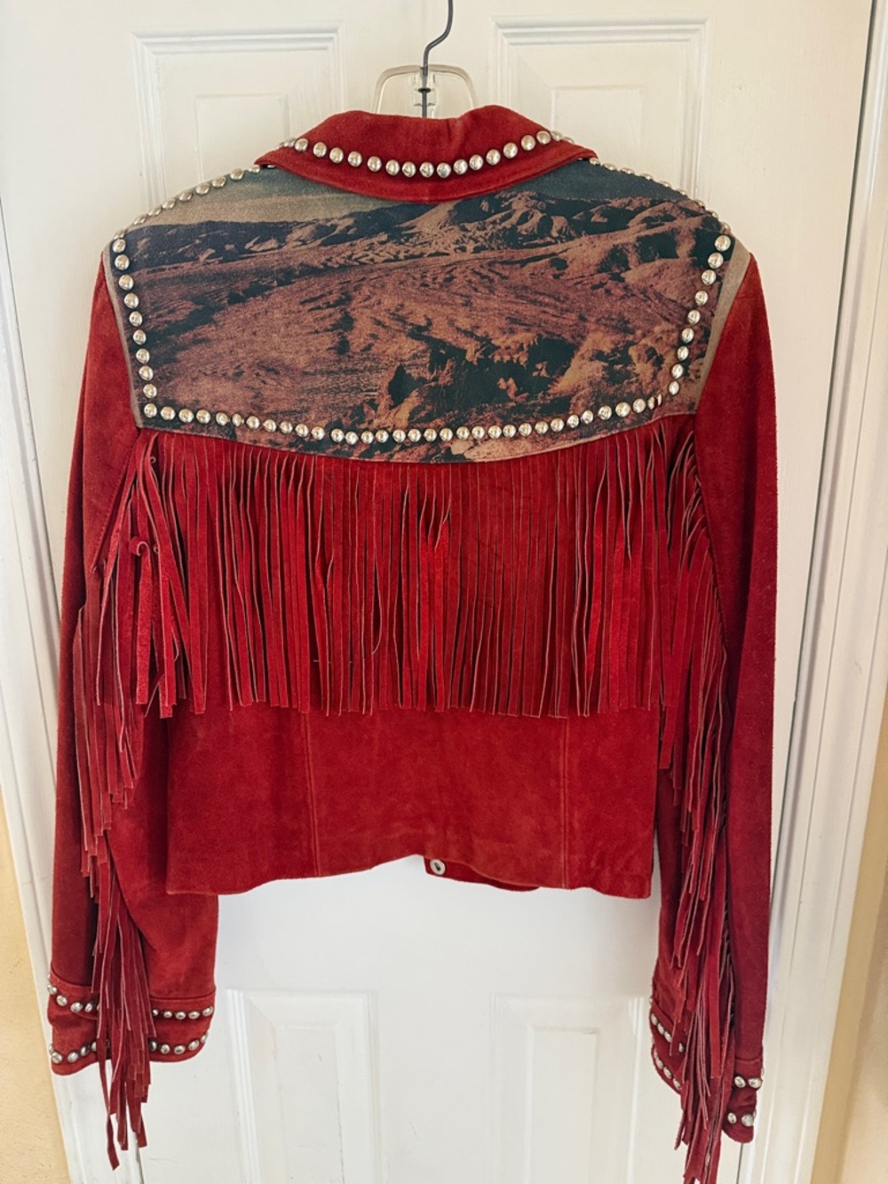 Chaser Red Suede Fringe Jacket with Stud Accents - Picture 5 of 5